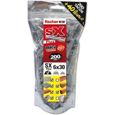 Anclaje Fischer SX Plus - 40mm Material y 6mm Ø - 240 Tacos Anclaje Fischer SX Plus - 40mm Material y 6mm Ø - 240 Tacos