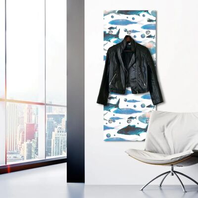 QUEENCE Fische Blaue/Weiße Acryl Edelstahl 6 Haken - Garderobenleiste QUEENCE Fische Blaue/Weiße Acryl Edelstahl 6 Haken - Garderobenleiste