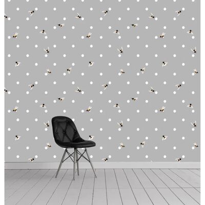 QUEENCE Madeleine Vinyltapete - Muster, Grau, 0,9x2,5m QUEENCE Madeleine Vinyltapete - Muster, Grau, 0,9x2,5m