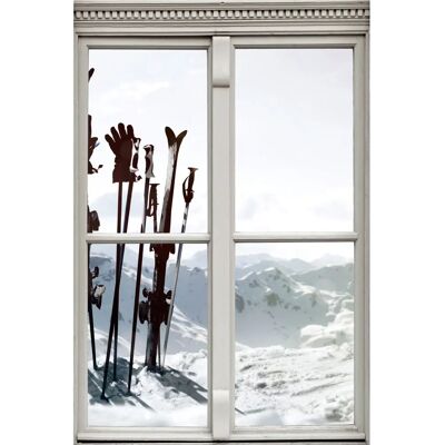 QUEENCE - Skier auf Berg - weiß - 40 x 60 cm - Wall sticker QUEENCE - Skier auf Berg - weiß - 40 x 60 cm - Wall sticker