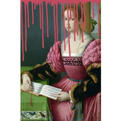 QUEENCE Grünes Acrylglasbild Frau mit Buch - Fine Art-Print QUEENCE Grünes Acrylglasbild Frau mit Buch - Fine Art-Print