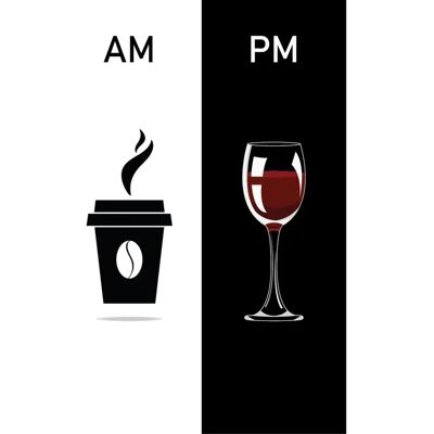 QUEENCE - AM PM - Kaffeebecher und Wein - Black - Wanddecor QUEENCE - AM PM - Kaffeebecher und Wein - Black - Wanddecor