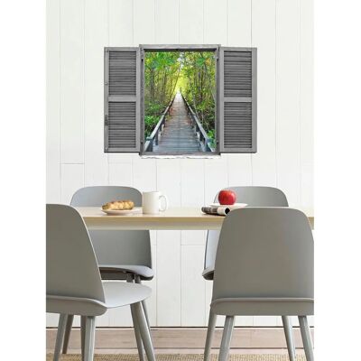 QUEENCE - Brücke im Wald - Grün - Wandtattoo QUEENCE - Brücke im Wald - Grün - Wandtattoo