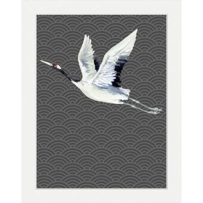 QUEENCE - Kranich - 40x50x3 cm - Schwarzer Rahmen - Kunstdruck QUEENCE - Kranich - 40x50x3 cm - Schwarzer Rahmen - Kunstdruck