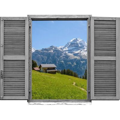 QUEENCE - Almhütte - 80x60 cm - Natur - Wandtattoo QUEENCE - Almhütte - 80x60 cm - Natur - Wandtattoo