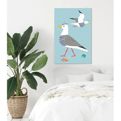 QUEENCE Möwen und Fische - Wasser Vögel Modern Kunst - 80x120cm QUEENCE Möwen und Fische - Wasser Vögel Modern Kunst - 80x120cm