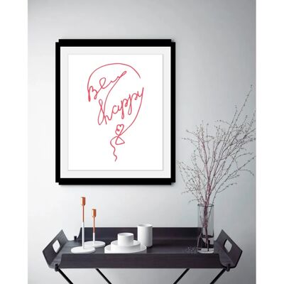QUEENCE - Be Happy - Bunt - 40x50 cm - Gerahmte Wandkunst QUEENCE - Be Happy - Bunt - 40x50 cm - Gerahmte Wandkunst