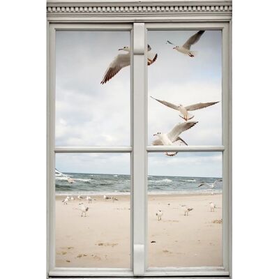 QUEENCE - Möwen am Strand - Weiß - 40x60 cm - Wall Sticker QUEENCE - Möwen am Strand - Weiß - 40x60 cm - Wall Sticker