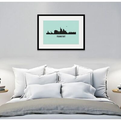 QUEENCE - Frankfurt Skyline - Blau - 40x30 cm - Wandkunst QUEENCE - Frankfurt Skyline - Blau - 40x30 cm - Wandkunst