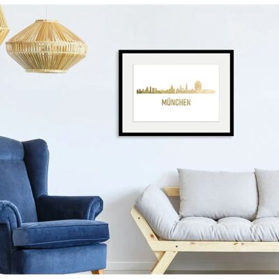 QUEENCE - München Skyline GOLD - 40 x 30 cm - Gold - Wandbild QUEENCE - München Skyline GOLD - 40 x 30 cm - Gold - Wandbild