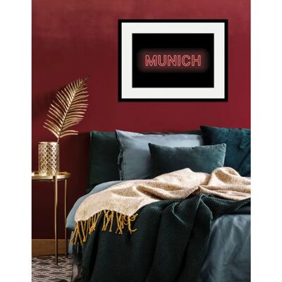 QUEENCE - MUNICH LIGHTS - 40x30 - rot - Wall Art QUEENCE - MUNICH LIGHTS - 40x30 - rot - Wall Art