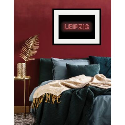 QUEENCE - LEIPZIG LIGHTS - 50x40 cm - Rot - Wall art QUEENCE - LEIPZIG LIGHTS - 50x40 cm - Rot - Wall art