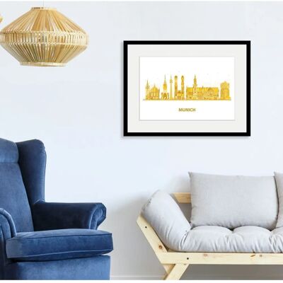 QUEENCE - Munich Goldstadt - Gold - 50x40 cm - Wandbilddruck QUEENCE - Munich Goldstadt - Gold - 50x40 cm - Wandbilddruck