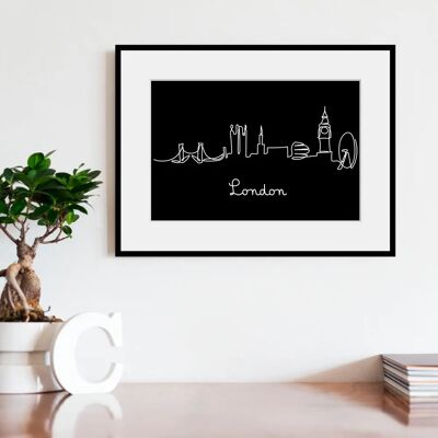 QUEENCE - London Skyline - 40x30 cm - Schwarz - Wandbild QUEENCE - London Skyline - 40x30 cm - Schwarz - Wandbild