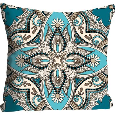 QUEENCE Bluemento Dekokissen - 40x40 cm - Blau Ornament QUEENCE Bluemento Dekokissen - 40x40 cm - Blau Ornament