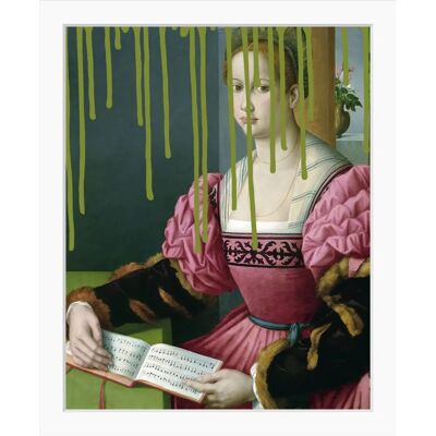 QUEENCE Lindsay Wandbild - Frau, Grün, Pink, Hochformat, 50x70 cm QUEENCE Lindsay Wandbild - Frau, Grün, Pink, Hochformat, 50x70 cm