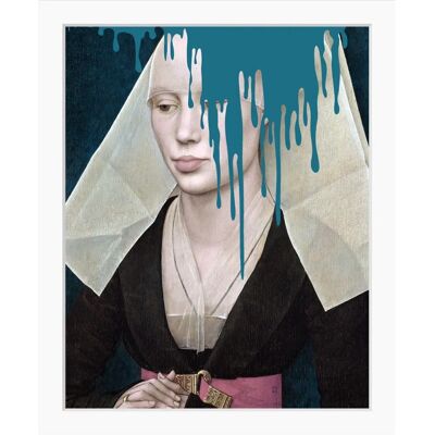QUEENCE Nathalie Blau Wandbild - Frau Hochformat, 40x50 cm QUEENCE Nathalie Blau Wandbild - Frau Hochformat, 40x50 cm