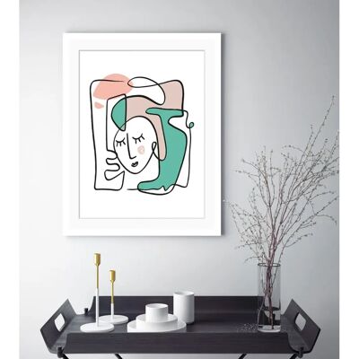 QUEENCE - Ava - Rosa-Türkis-Weiß - 30x40 cm - Wall art print QUEENCE - Ava - Rosa-Türkis-Weiß - 30x40 cm - Wall art print