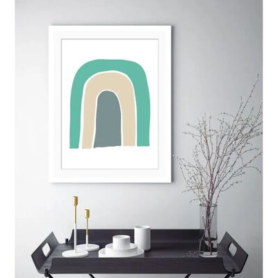 QUEENCE Israel Abstraktes Wandbild - 50x70cm, Gerahmt, Blau, Weiß, Grau QUEENCE Israel Abstraktes Wandbild - 50x70cm, Gerahmt, Blau, Weiß, Grau