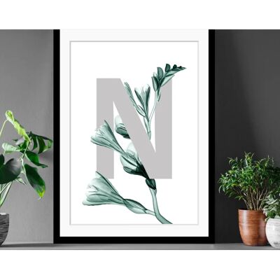 QUEENCE - N-Flower - dunkelgrün-grau - 40x50 cm - Wandbild QUEENCE - N-Flower - dunkelgrün-grau - 40x50 cm - Wandbild