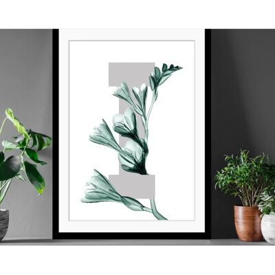 QUEENCE - I-Flower - grün - schwarzer Rahmen - Wandbild QUEENCE - I-Flower - grün - schwarzer Rahmen - Wandbild