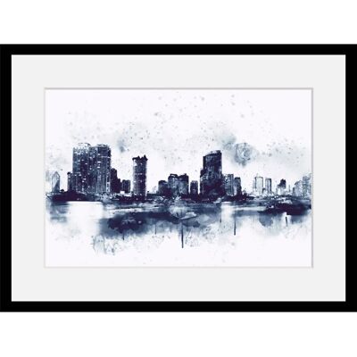 QUEENCE Mareike Blau Wandbild - Skyline, Querformat, 60x50 cm QUEENCE Mareike Blau Wandbild - Skyline, Querformat, 60x50 cm