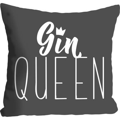 QUEENCE GIN QUEEN Dekokissen - 40x40cm, Polyester, Grau QUEENCE GIN QUEEN Dekokissen - 40x40cm, Polyester, Grau