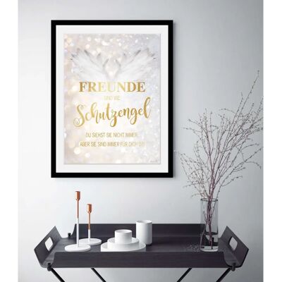 QUEENCE - Freunde sind wie Schutzengel - goldfarben - Wall art QUEENCE - Freunde sind wie Schutzengel - goldfarben - Wall art