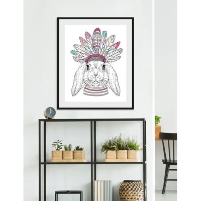 QUEENCE - Indiana Bunny - 50x70 cm - Hochformat - Wandbild QUEENCE - Indiana Bunny - 50x70 cm - Hochformat - Wandbild