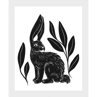 QUEENCE Aino 50x70 cm schwarzer Hase Portrait Wandbild QUEENCE Aino 50x70 cm schwarzer Hase Portrait Wandbild