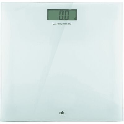 Bilancia bagno OK OPS 15122 - LCD, 150kg, Vetro, Bianco Bilancia bagno OK OPS 15122 - LCD, 150kg, Vetro, Bianco