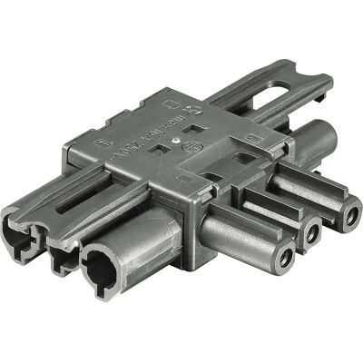WIELAND GST 18-3V 2F1-SW - T-Connector, 3 pins, black, On/Off, flat - Electrical Connector WIELAND GST 18-3V 2F1-SW - T-Connector, 3 pins, black, On/Off, flat - Electrical Connector