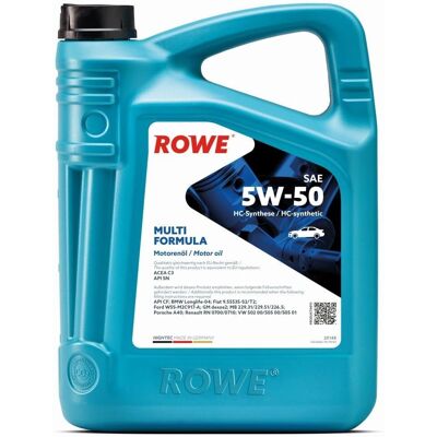 Huile moteur Rowe Hightec Multi Formula SAE 5W-50 - 5L - Publicité Huile moteur Rowe Hightec Multi Formula SAE 5W-50 - 5L - Publicité