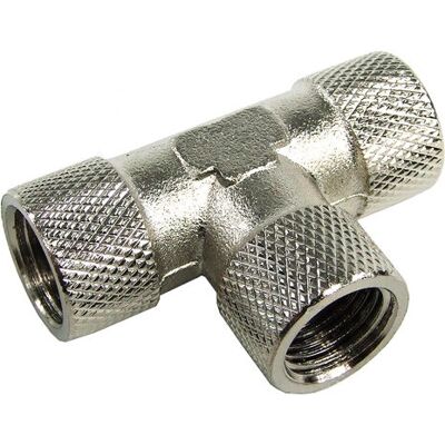 Aquatuning GmbH G1/4 T-Stück - kompakt, gerändelt - silber - Wasserkühlung Zubehör Aquatuning GmbH G1/4 T-Stück - kompakt, gerändelt - silber - Wasserkühlung Zubehör