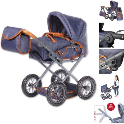 Passeggino per bambole Ruby blu scuro di KnorrToys - Convertibile, manico regolabile Passeggino per bambole Ruby blu scuro di KnorrToys - Convertibile, manico regolabile