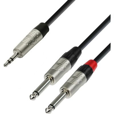 Adam Hall K4 YWPP 0600 - Câble audio mini-jack 3,5mm à 2 x Jack 6,35mm - Publicité Adam Hall K4 YWPP 0600 - Câble audio mini-jack 3,5mm à 2 x Jack 6,35mm - Publicité