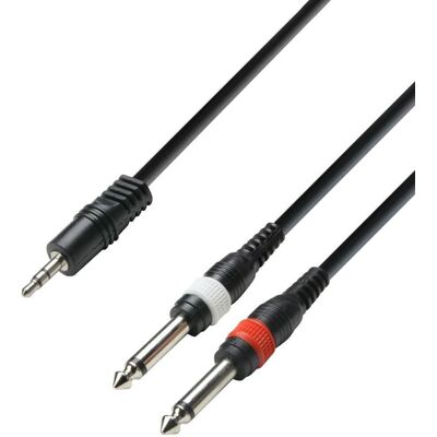 Adam Hall 3,5 mm stereo mini-jack till 2x6,35 mm mono kablar - 1m Adam Hall 3,5 mm stereo mini-jack till 2x6,35 mm mono kablar - 1m