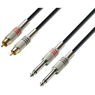 Câble audio Adam Hall 3 Étoiles - 3m, RCA, 6.35mm, Noir Câble audio Adam Hall 3 Étoiles - 3m, RCA, 6.35mm, Noir