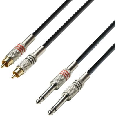 Adam Hall K3 TPC 0100 Audiokabel - 1m, 2x RCA, 2x 6,35mm TRS Adam Hall K3 TPC 0100 Audiokabel - 1m, 2x RCA, 2x 6,35mm TRS
