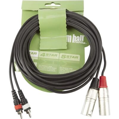 Adam Hall TMC 0600 - 6m audio kabel, RCA na XLR, Černá Adam Hall TMC 0600 - 6m audio kabel, RCA na XLR, Černá