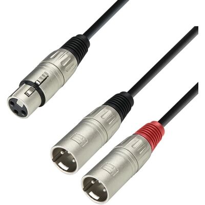 Adam Hall K3 Yfmm 0100 - XLR samice na 2 XLR samecích, 1m Adam Hall K3 Yfmm 0100 - XLR samice na 2 XLR samecích, 1m