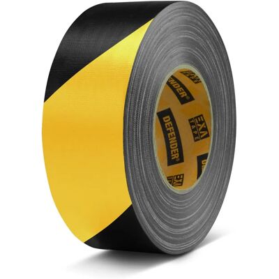 Defender Exa-Tape 50 Bulk - Textilklistrad tejp - Svart/Gul - Inomhus/Utomhus - 50m Defender Exa-Tape 50 Bulk - Textilklistrad tejp - Svart/Gul - Inomhus/Utomhus - 50m