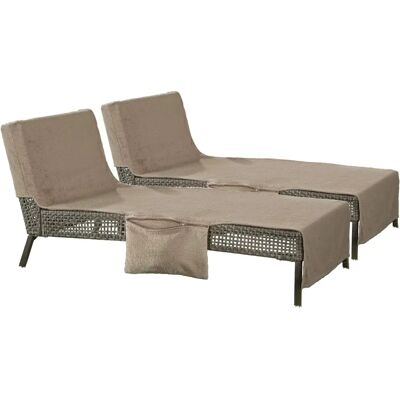 Erwin Müller Walk-Frottier Liegetuch - Farbe braun-beige - Größe 70x200 cm - 2er-Pack - Towel Erwin Müller Walk-Frottier Liegetuch - Farbe braun-beige - Größe 70x200 cm - 2er-Pack - Towel