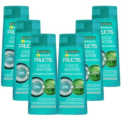 Garnier Rengörande Schampo - Fettad hårbotten och torra toppar Kokosvatten 6x250ml Garnier Rengörande Schampo - Fettad hårbotten och torra toppar Kokosvatten 6x250ml