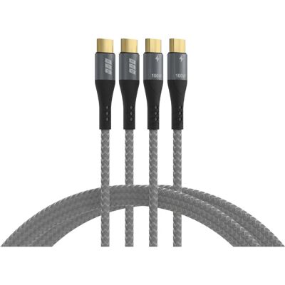 EFB Elektronik USB-C Kaapelisetti - 100W PD 2x2m Harmaa Kulta E-Marker - USB Kaapeli EFB Elektronik USB-C Kaapelisetti - 100W PD 2x2m Harmaa Kulta E-Marker - USB Kaapeli