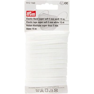 Prym Super Mjuk Elastisk Band - 15m - Vit Prym Super Mjuk Elastisk Band - 15m - Vit