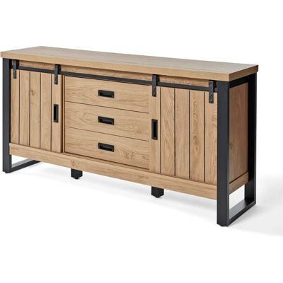 JAHNKE Slide SBS 150 - Platzsparendes Sideboard mit Eiche & Schwarz JAHNKE Slide SBS 150 - Platzsparendes Sideboard mit Eiche & Schwarz