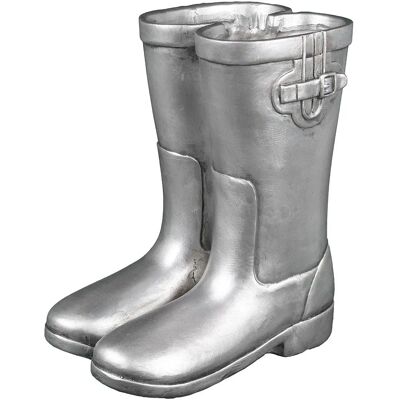AMBIENTE HAUS Gummistiefel Paar - silber - 15x28x23 cm - Wanddekoobjekt AMBIENTE HAUS Gummistiefel Paar - silber - 15x28x23 cm - Wanddekoobjekt