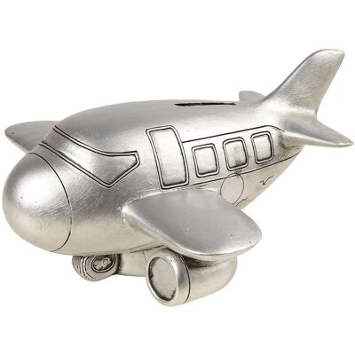 AMBIENTE HAUS - Flugzeug - Silber - Polyresin - Spardose AMBIENTE HAUS - Flugzeug - Silber - Polyresin - Spardose