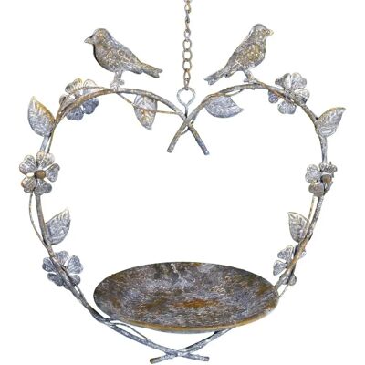 AMBIENTE HAUS - Herzform Metall - Grau - 16 cm Schale - Vogeltränke AMBIENTE HAUS - Herzform Metall - Grau - 16 cm Schale - Vogeltränke